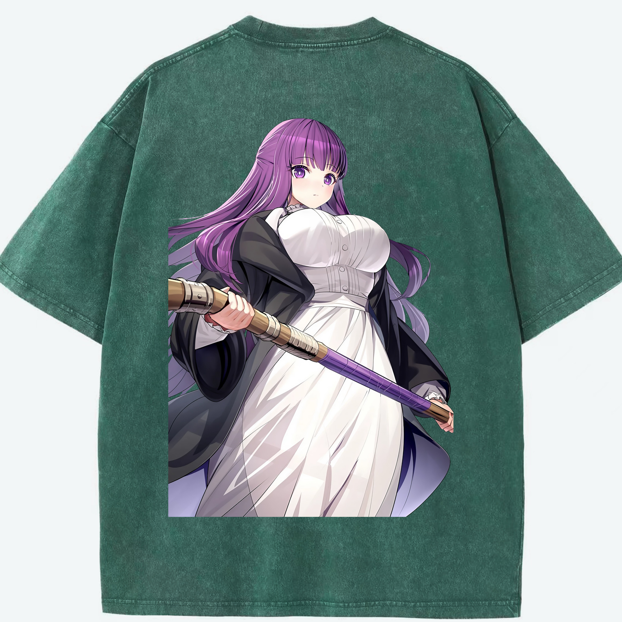 （画像用） 葬送のフリーレン Frieren 綿100% ヴィンテージ風 半袖Tシャツ（背面プリント）